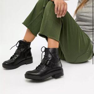 Bershka black lace up ankle boots